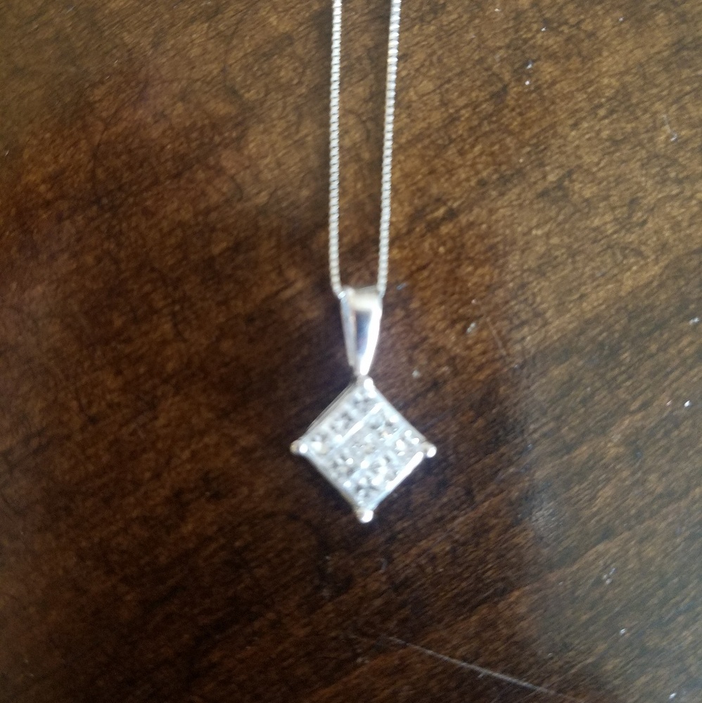 Diamond Necklace - 1/2 CTW, 9 Stone Pendant - Picture 6 of 7